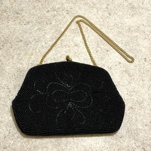 Elegant Black Beaded Evening Bag